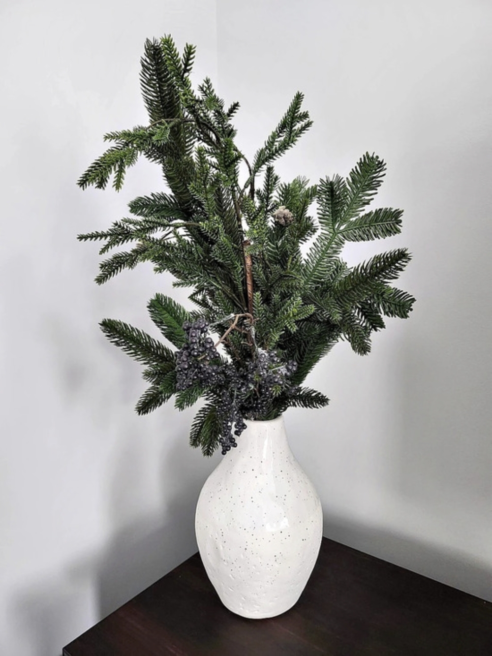 Faux Greenery Arrangement in White Vase